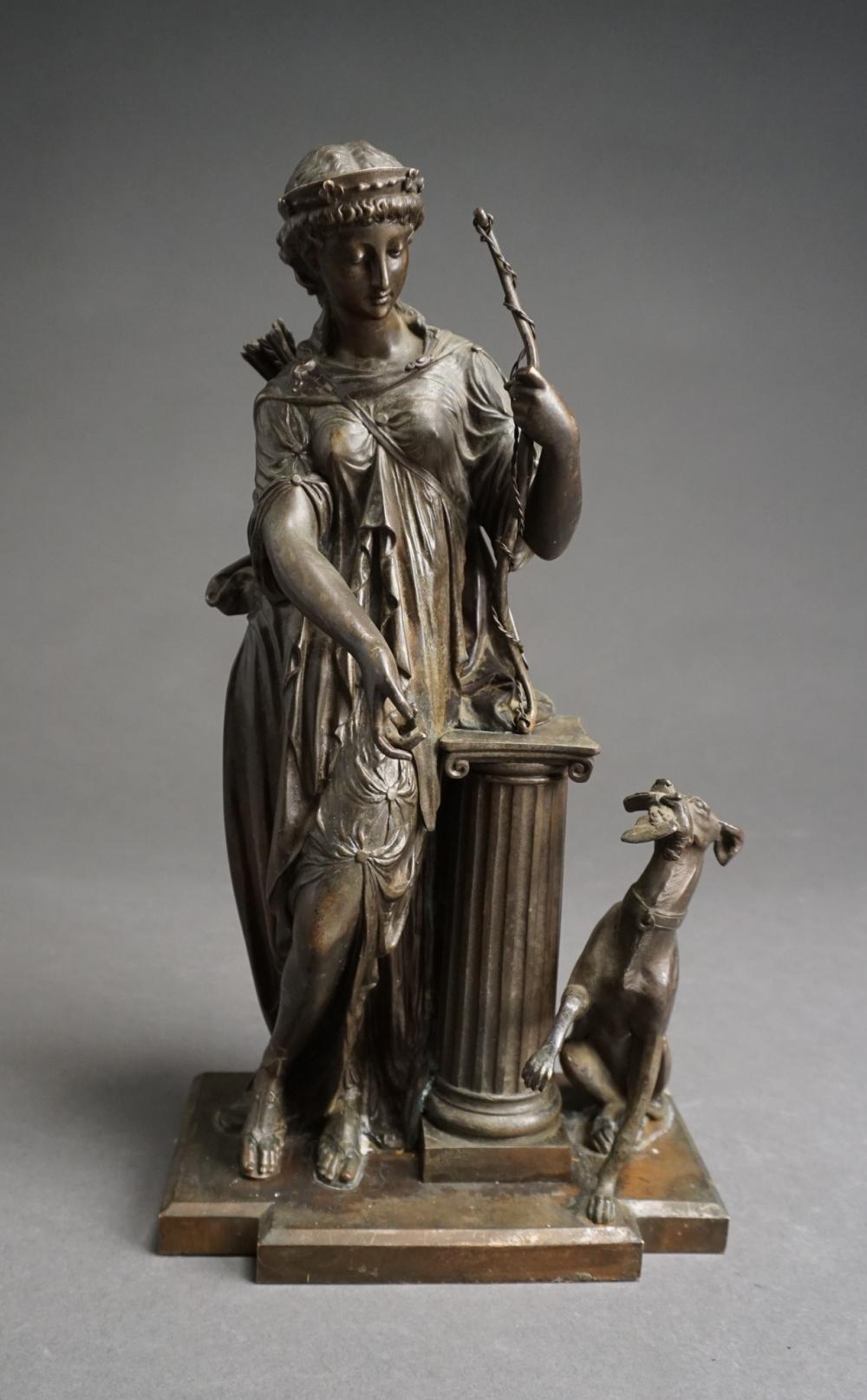 Appraisal: AUGUSTE JOSEPH PEIFFER FRENCH - BRONZE FIGURE OF DIANA AND