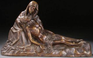 Appraisal: BRONZE PIETA GROUPING A FINE PATINATED BRONZE FIGURAL GROUPING OF