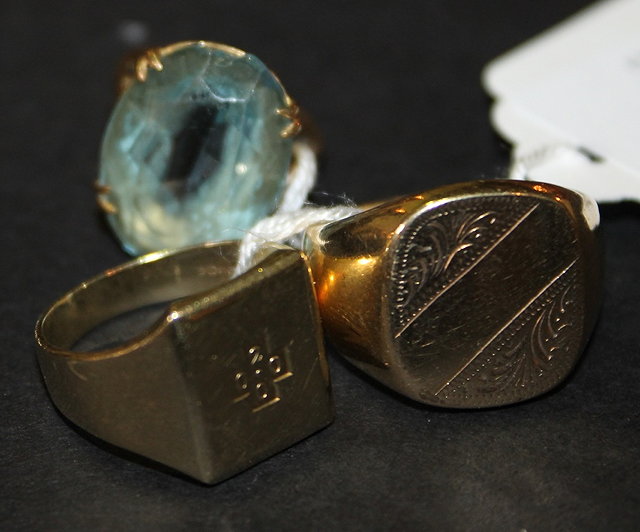 Appraisal: TWO CT GOLD SIGNET RINGS grams together with a ct