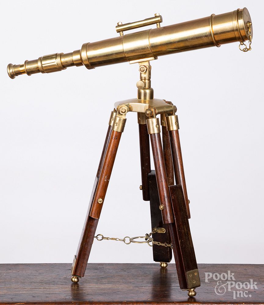 Appraisal: Brass telescope and tripod Brass telescope and tripod x Condition