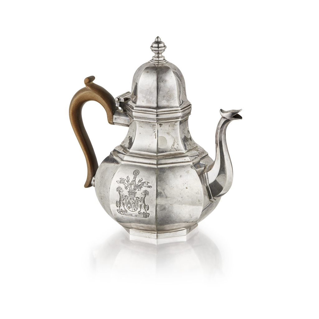 Appraisal: A modern teapot Mappin Webb London of octagonal baluster form