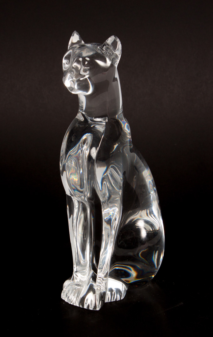 Appraisal: Baccarat crystal cat modeled as seated cat with acid etched