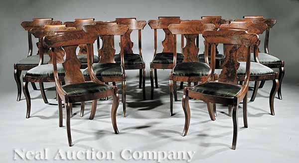 Appraisal: A Set of Twelve American Late Classical Mahogany Side Chairs