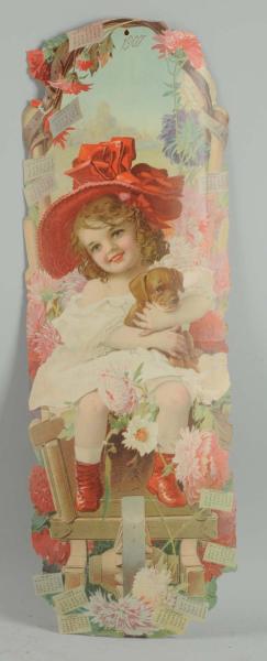 Appraisal: This large diecut calendar features a little girl with her