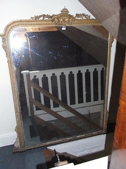 Appraisal: A TH CENTURY LARGE GILTWOOD AND PLASTER OVERMANTEL MIRROR with