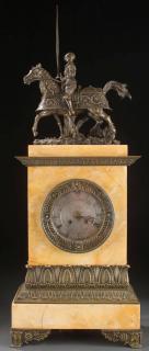 Appraisal: FIGURAL BRONZE MARBLE CLOCK A LARGE FIGURAL BRONZE AND MARBLE