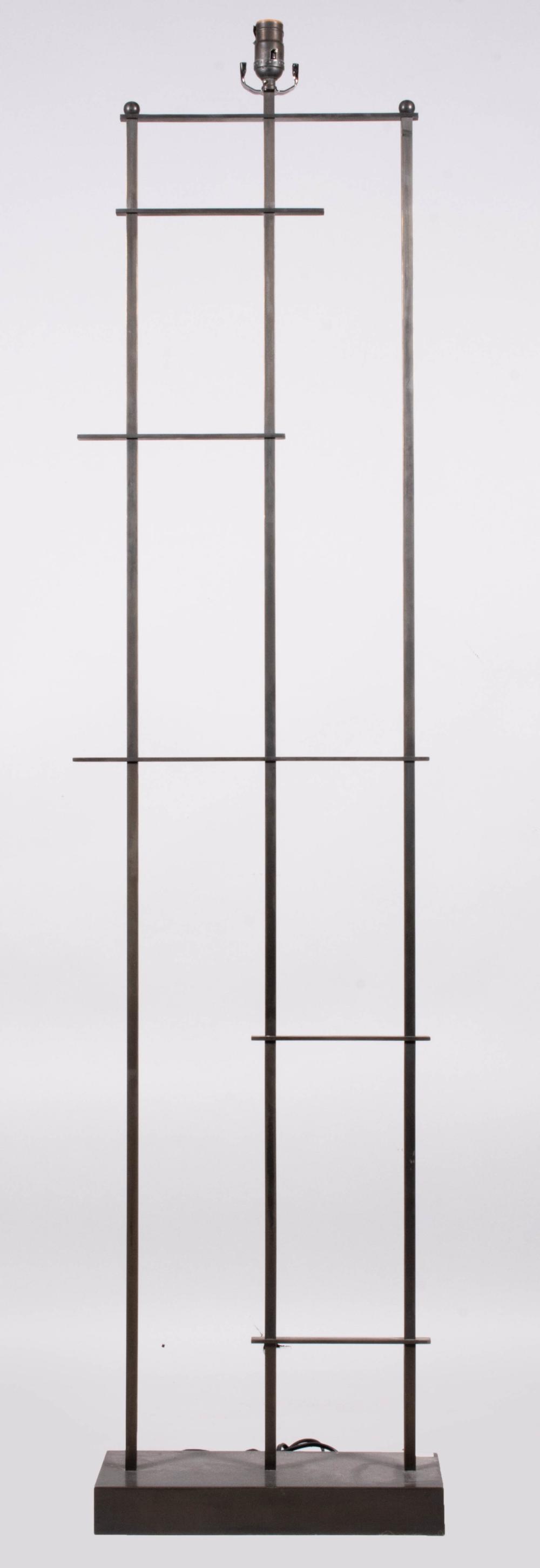 Appraisal: CONTEMPORARY BRONZE PATINATED METAL FLOOR LAMP the lattice form support