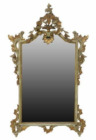 Appraisal: Florentine Louis XV style parcel gilt and painted wall mirror