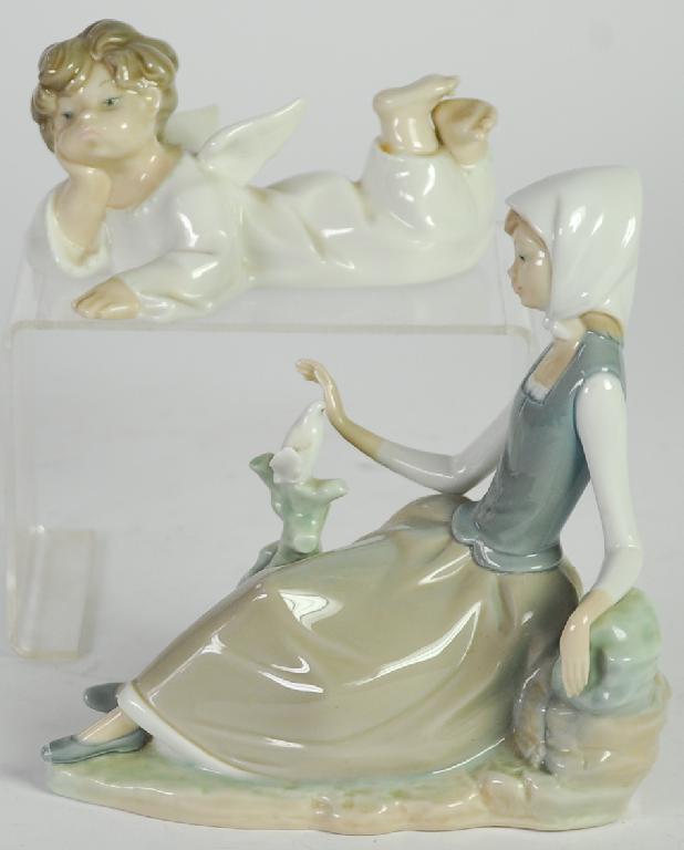 Appraisal: TWO LLADRO SPANISH PORCELAIN FIGURE one modelled as a girl