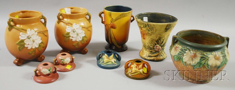 Appraisal: Nine Pieces of Assorted Roseville and Weller Art Pottery including