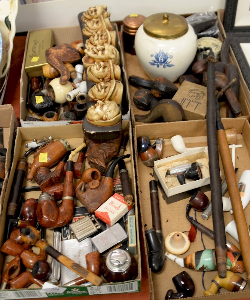 Appraisal: Pipe collection including oversized burlwood male face with beard carved