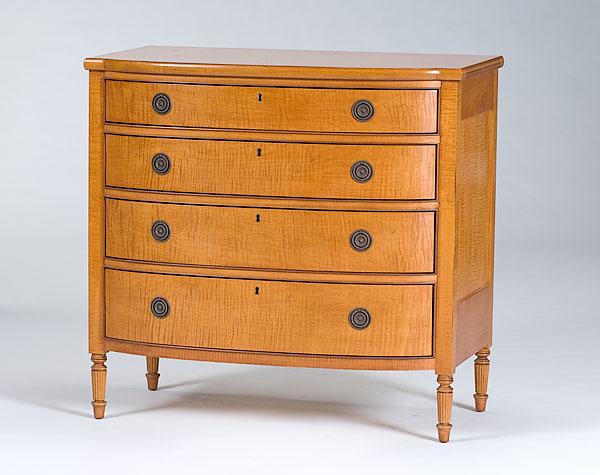 Appraisal: SHERATON BOWFRONT CHEST OF DRAWERS th century a bowfront chest