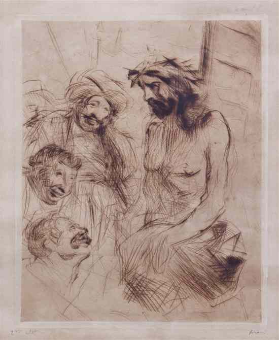 Appraisal: Jean-Louis Forain French - Le Christ Aux Outrages lithograph signed