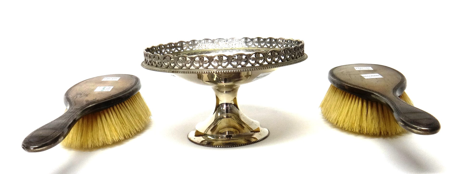 Appraisal: Silver and silver mounted wares comprising a circular pedestal bonbon