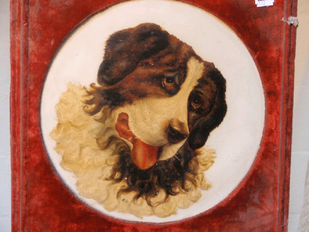 Appraisal: A Victorian oil portrait on milk glass of a head