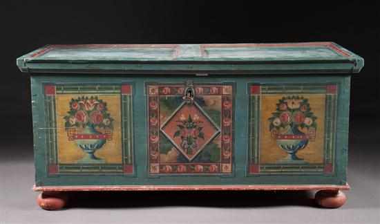 Appraisal: Continental probably Scandinavian paint decorated wood blanket chest th century