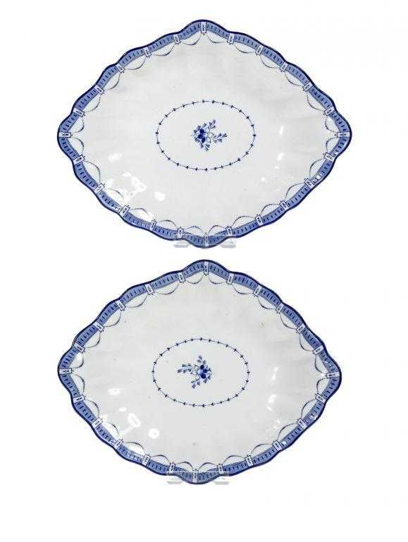 Appraisal: A PAIR OF DERBY DESSERT DISHES of fluted lozenge shape