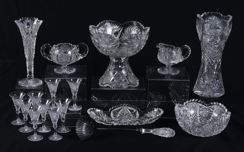 Appraisal: PIECE BRILLIANT PERIOD CUT GLASS Approx pieces cut in a