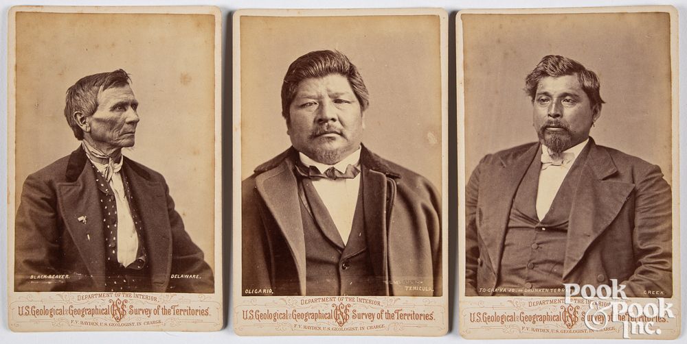 Appraisal: Three Native American Indian cabinet card photos Three Native American