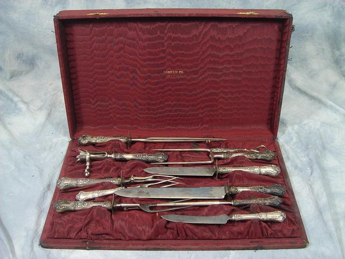 Appraisal: pc Gorham Old Baronial sterling handled carving set carving forks