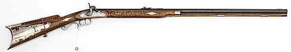 Appraisal: US Percussion Half-Stock Rifle by G Beighey cal barrel Maple