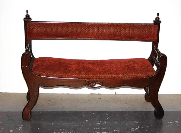 Appraisal: A Renaissance Revival upholstered settee mid th century height in