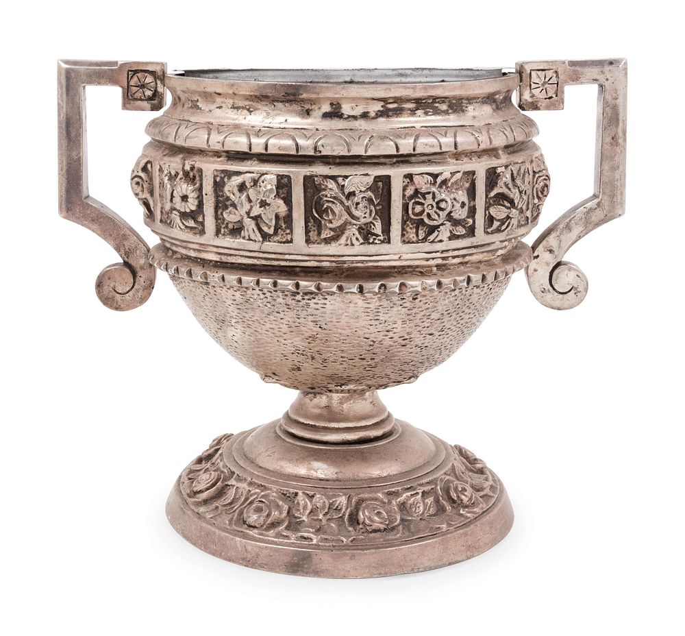 Appraisal: A Neoclassical Silvered Bronze Jardiniere A Neoclassical Silvered Bronze Jardiniere