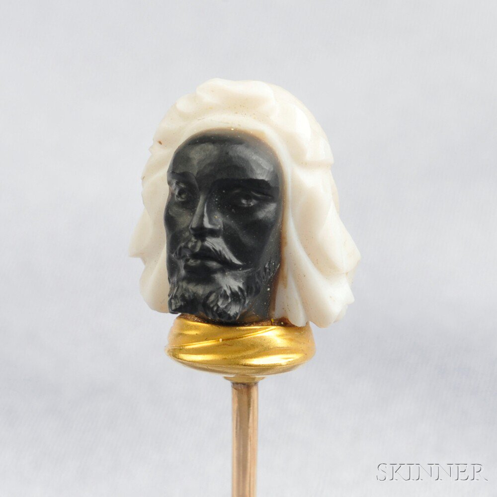 Appraisal: Carved Agate Stickpin depicting the bust of a bearded figure