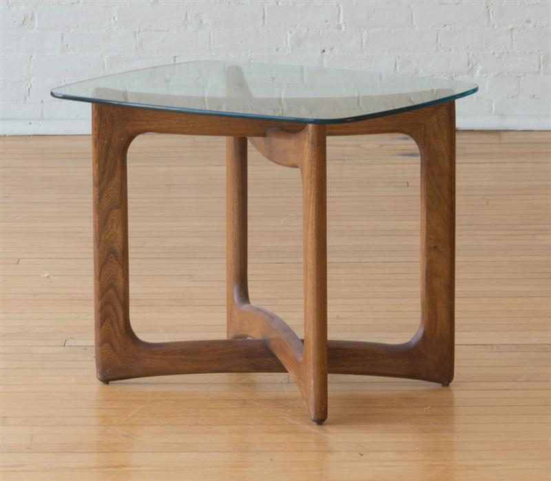 Appraisal: ADRIAN PEARSALL CRAFT ASSOCIATES GLASS TOP WALNUT END TABLE x