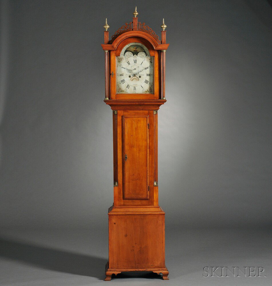 Appraisal: Inlaid Maple Tall Case Clock Timothy Chandler Concord New Hampshire