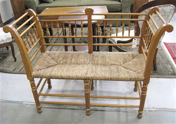 Appraisal: COUNTRY PINE SETTEE th century having a spindle back and