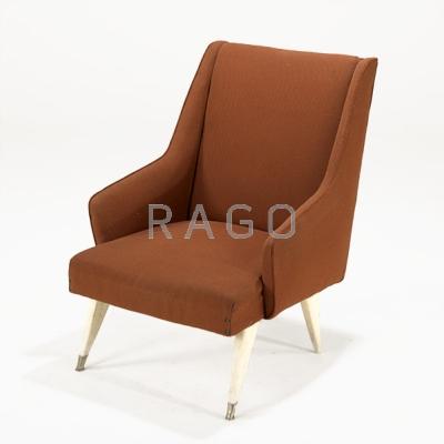 Appraisal: GIO PONTI CASSINA Lounge chair Italy s Canvas painted wood