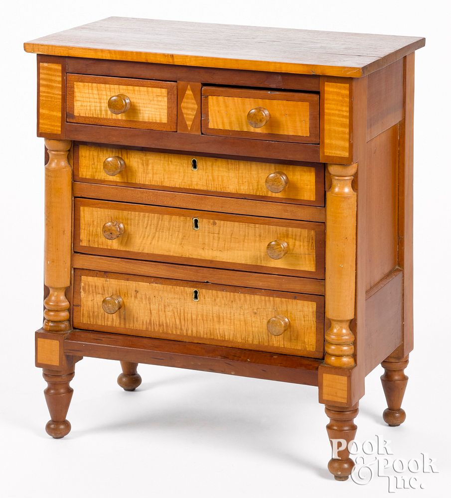 Appraisal: Pennsylvania Sheraton child's chest of drawers Pennsylvania Sheraton child's walnut