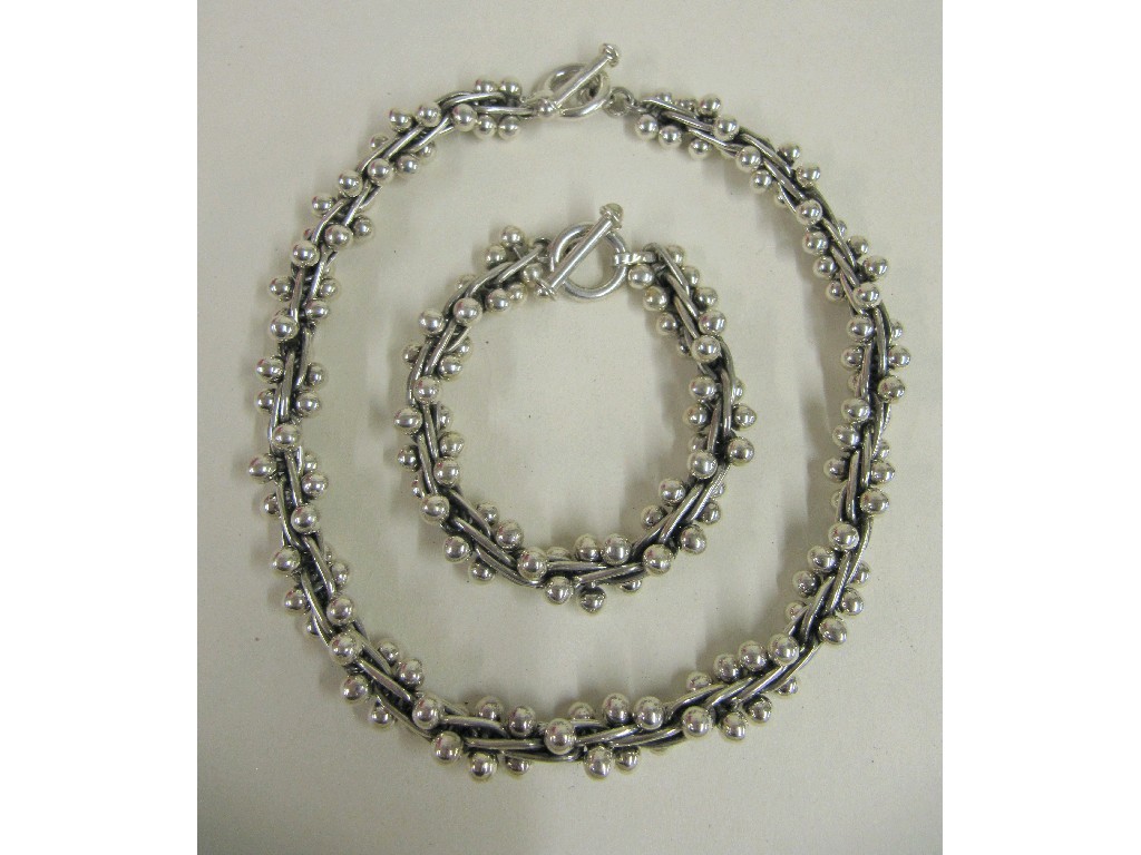 Appraisal: Heavy silver bracelet and necklace set