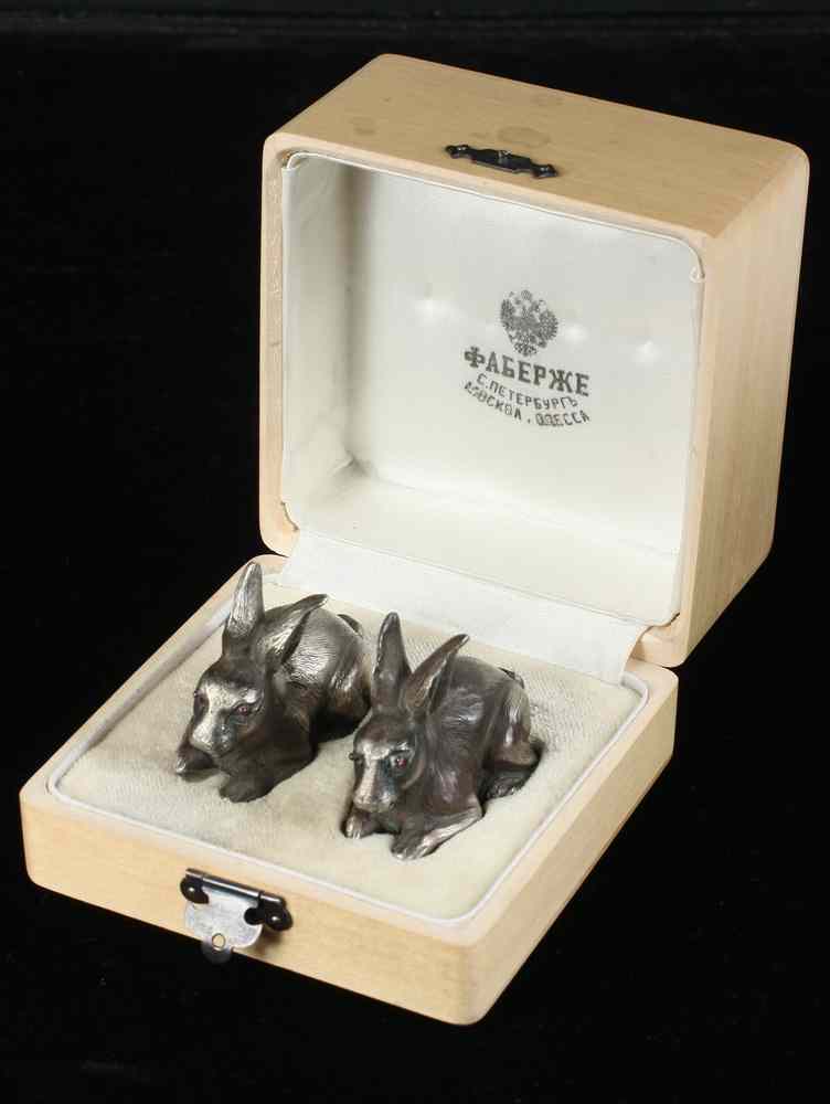 Appraisal: FABERGE STERLING SALT PEPPER SHAKER - Ca Faberge Sterling Rabbit