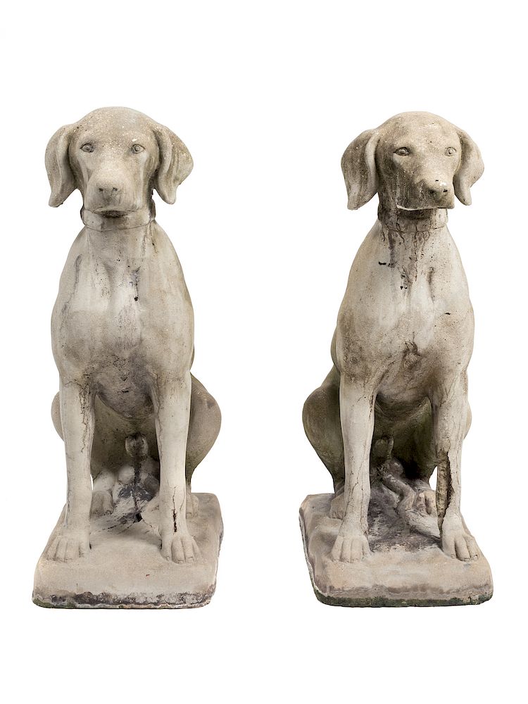 Appraisal: A Pair of Cast Stone Hounds TH CENTURY Height inches