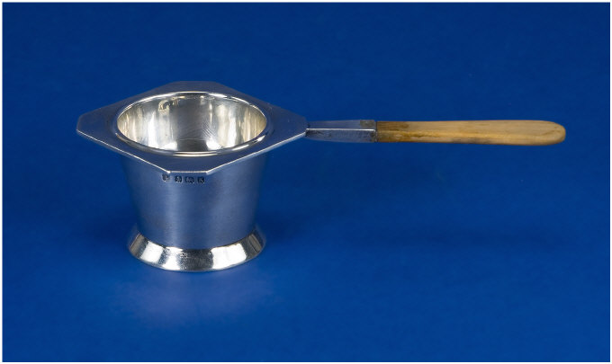 Appraisal: Silver Tea Strainer and Cup Hallmarked Birmingham Weight ounces