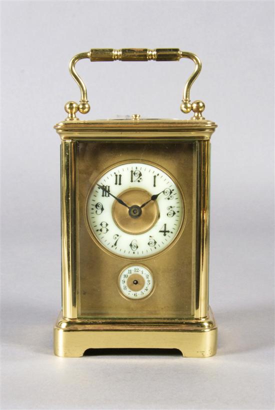 Appraisal: A French Brass Carriage Clock Height over handle inches