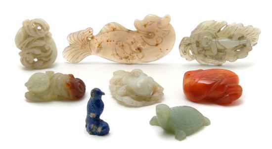 Appraisal: A Group of Eight Jade and Hardstone Carvings comprised of