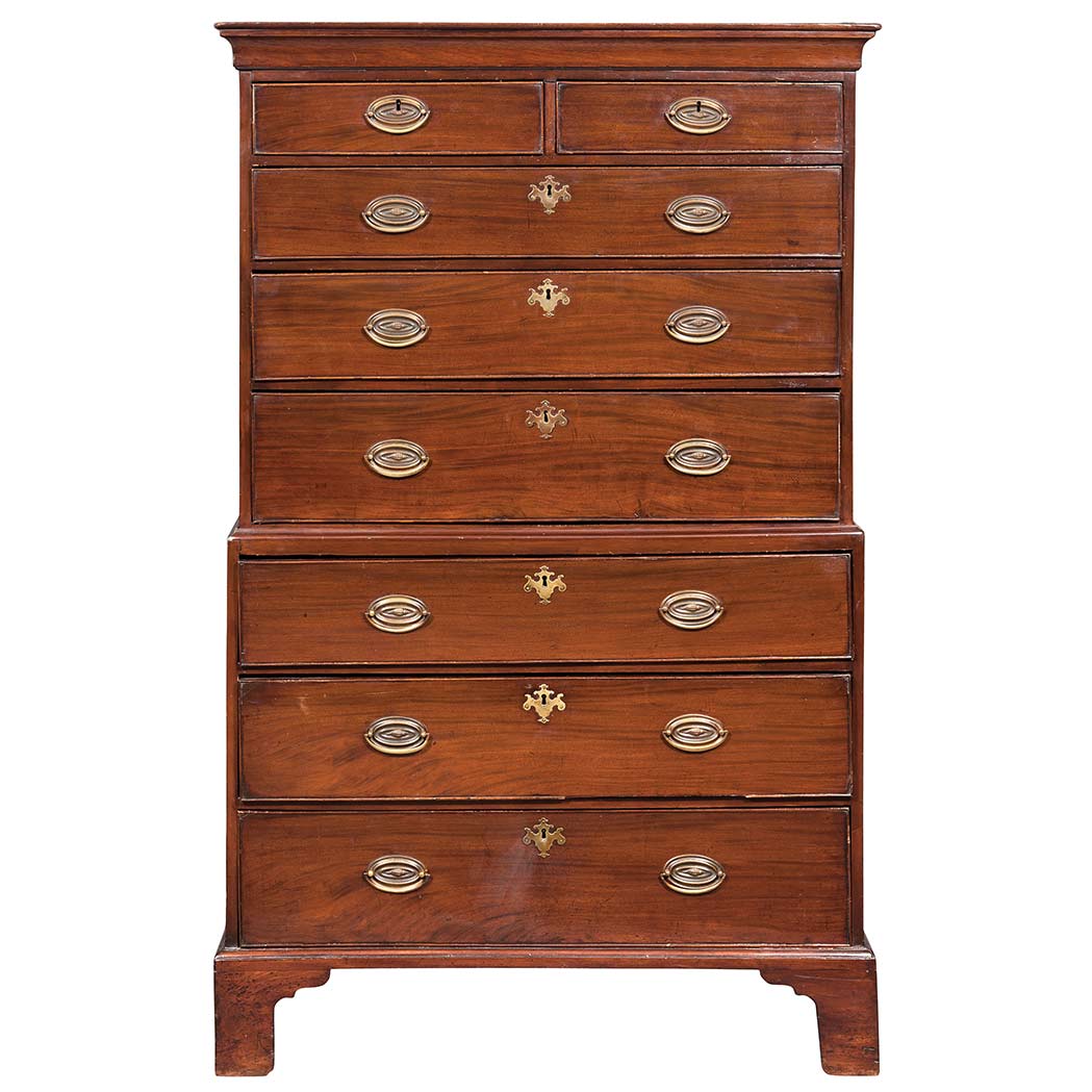 Appraisal: George III Mahogany and Oak Chest on Chest Second half