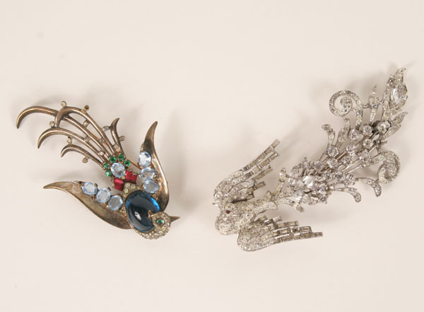 Appraisal: Crown Trifari sterling set of two Phoenix bird form brooches