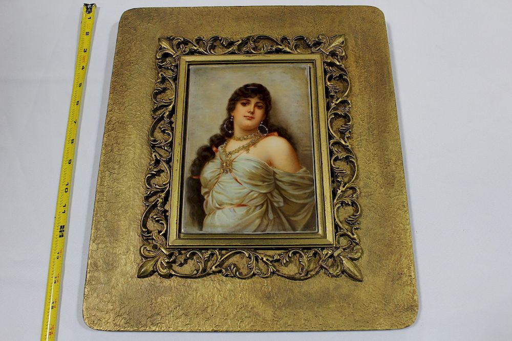 Appraisal: Antique KPM Style Porcelain Plaque Odaliske German porcelain plaque in