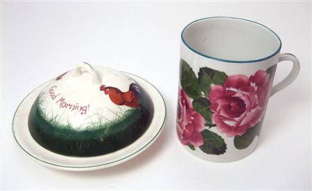 Appraisal: WEMYSS LARGE MUG POST decorated by Joe Nekola with cabbage