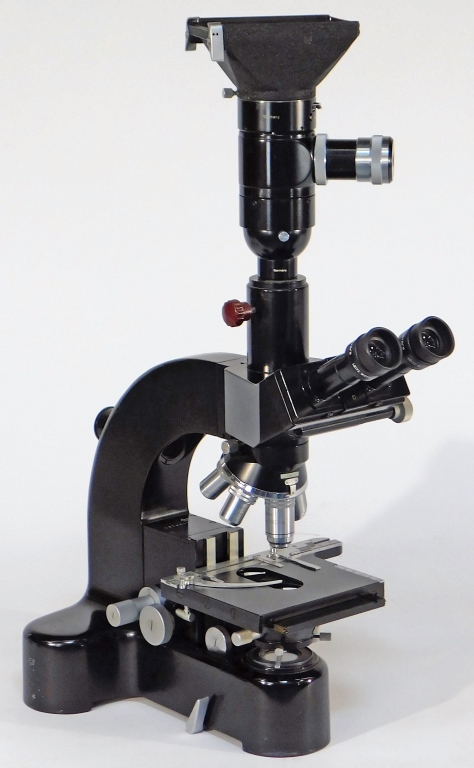 Appraisal: E LEITZ LEICA ORTHOLUX TRINOCULAR MICROSCOPE E Leitz Leica Ortholux