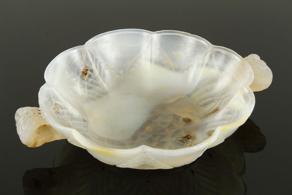 Appraisal: - Carved White Jade Bowl Carved white jade bowl with