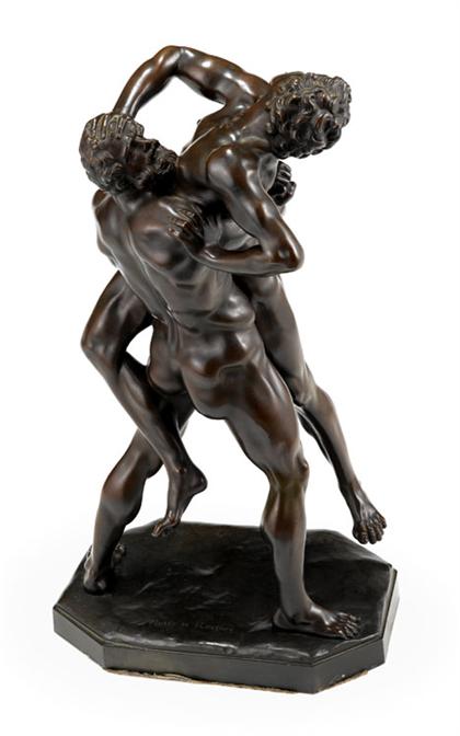 Appraisal: After Giambologna Italian - hercules and antaeus Bronze black-brown patina