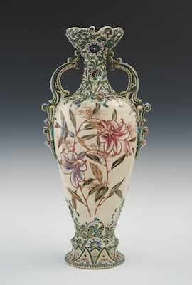 Appraisal: A Japanese Moriage Vase th Century Pottery vase with open-work