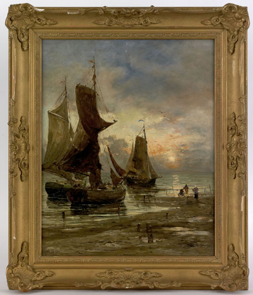 Appraisal: Hamilton Glass British - oil on canvas coastal scene with