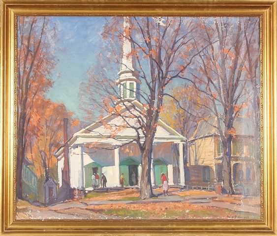 Appraisal: Woodstock Church oil on canvas x SLR and verso titled