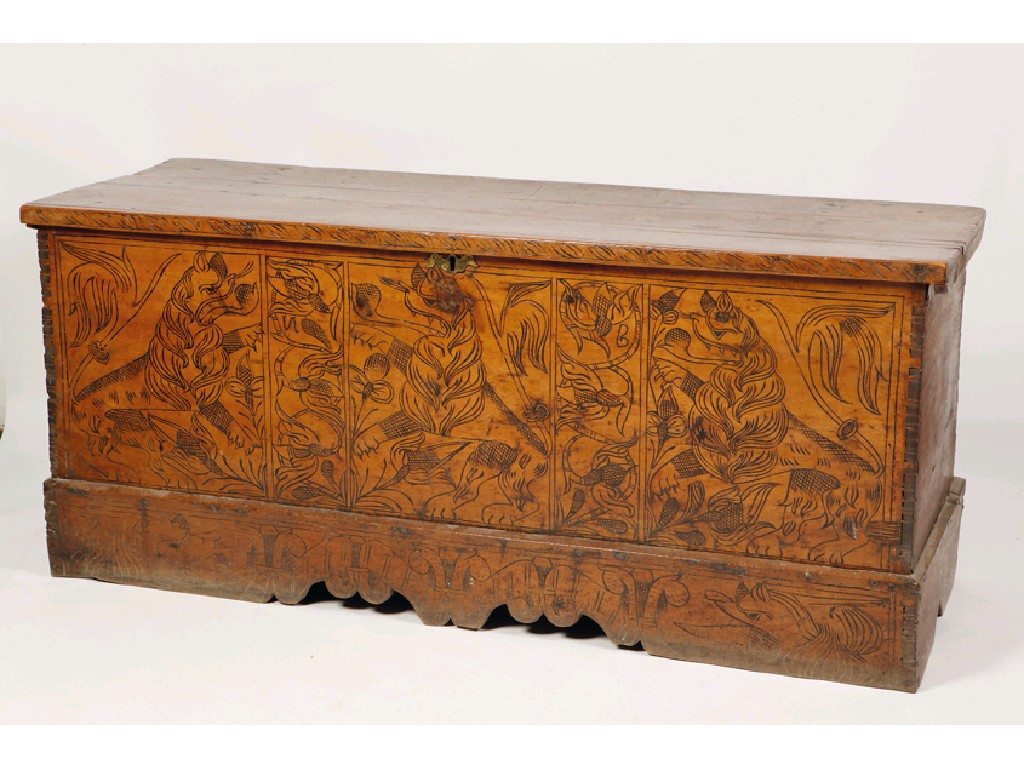 Appraisal: AN ITALIAN CYPRESS-WOOD COFFER with a rectangular top above a